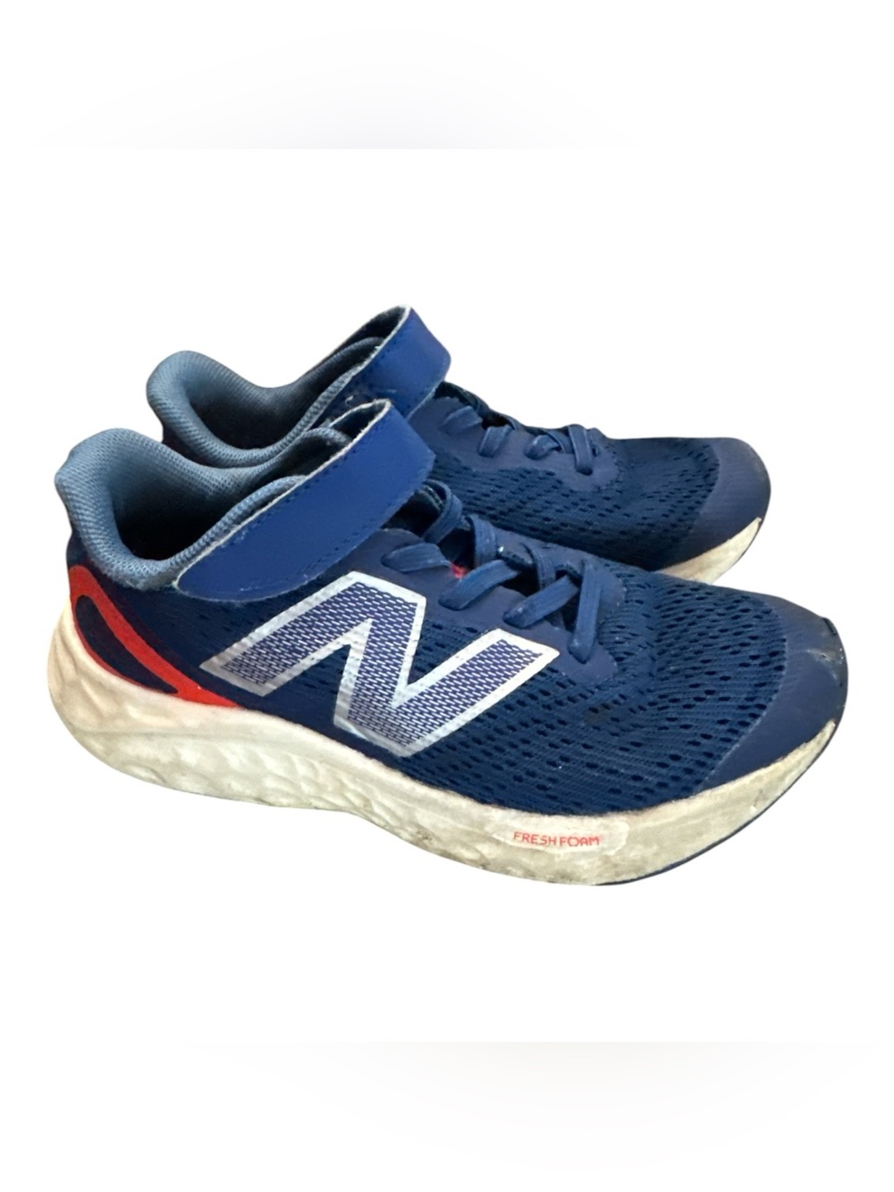 New Balance Kids Navy Blue and White Athletic Sneakers with Hook-and-Loop Strap